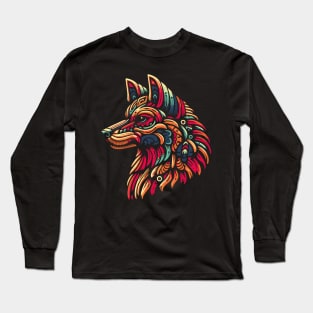 Design head wolf tribal style Long Sleeve T-Shirt